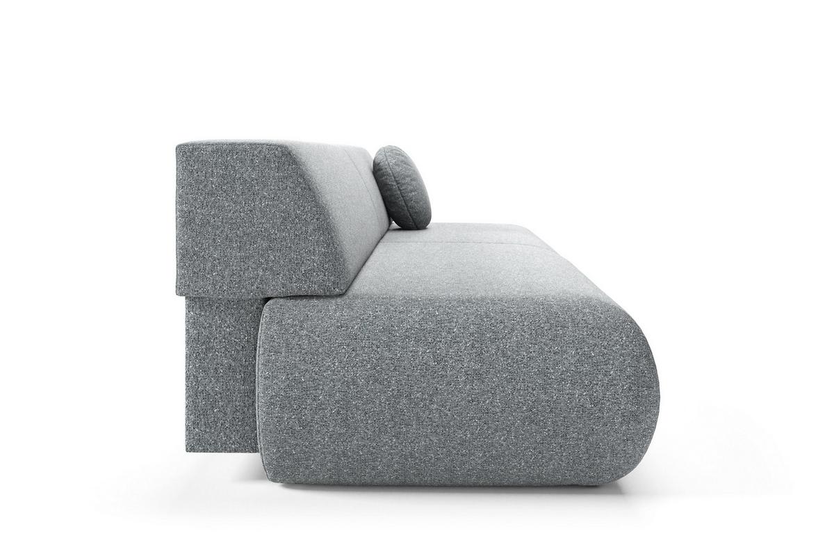 BETTSOFA DELTA Grau Geflochtener Stoff mit Schlaffunktion - Grau, Holz (214/74/100cm) - MASSENO