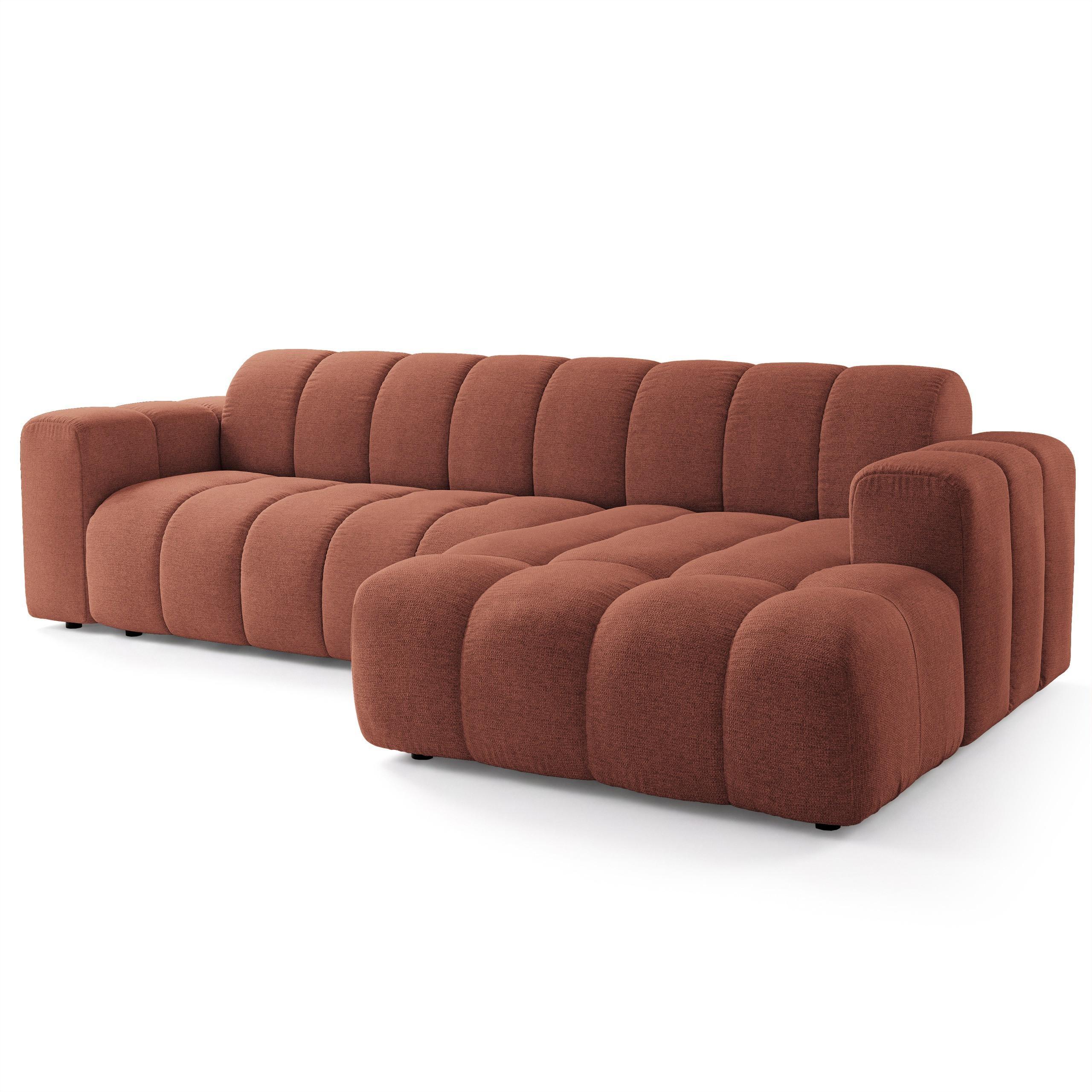 ECKSOFA SETIA Orange Strukturstoff - Orange, Holz (304/165cm) - MASSENO