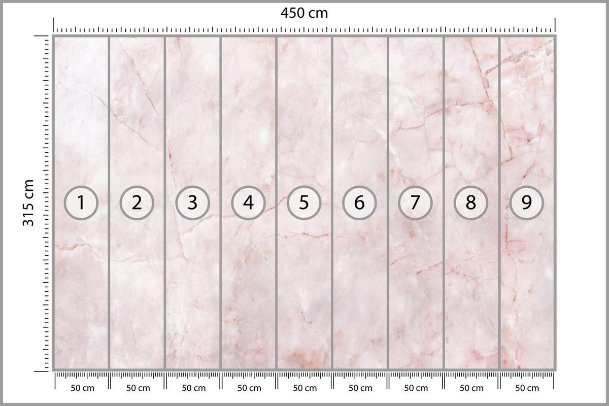 FOTOTAPETE Rosa Marmor Abstraktion Moderne Muster 450x315 - Rosa, Papier (450/315cm) - Muralo