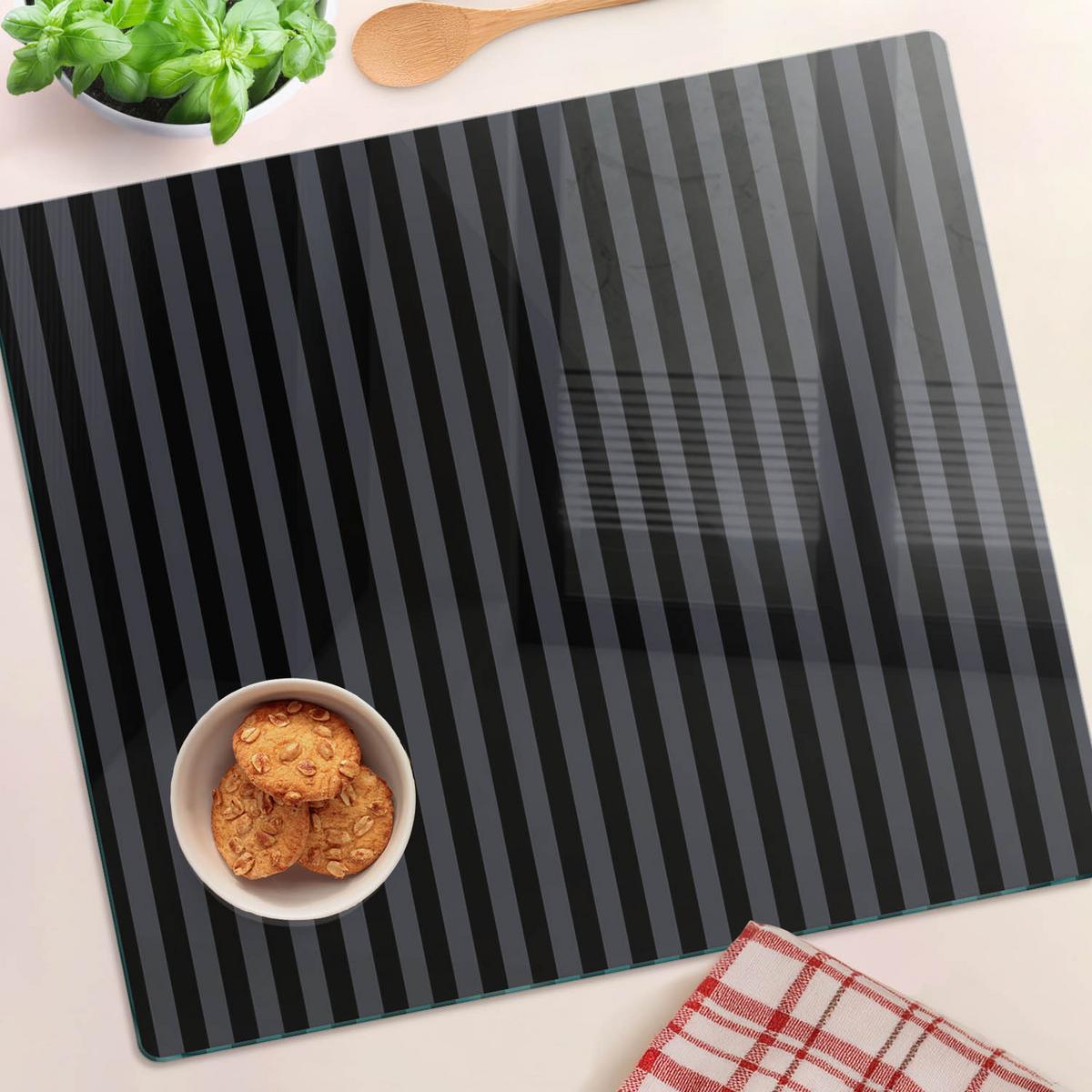 GLASPLATTE 60x52 cm Graue Streifen - Schwarz, Glas (60/0.4/52cm) - TULUP