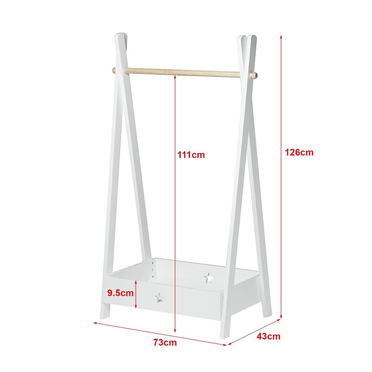 KINDERGARDEROBE Laxe - Weiß, Holzwerkstoff (73/126/43cm) - [en.casa]