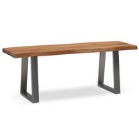 GARDEROBENBANK Massivholz Metall Baumkante, Akazie-Silber 120x40x46 cm - Silberfarben/Braun, Holz/Metall (120/46/40cm) - KADIMA DESIGN
