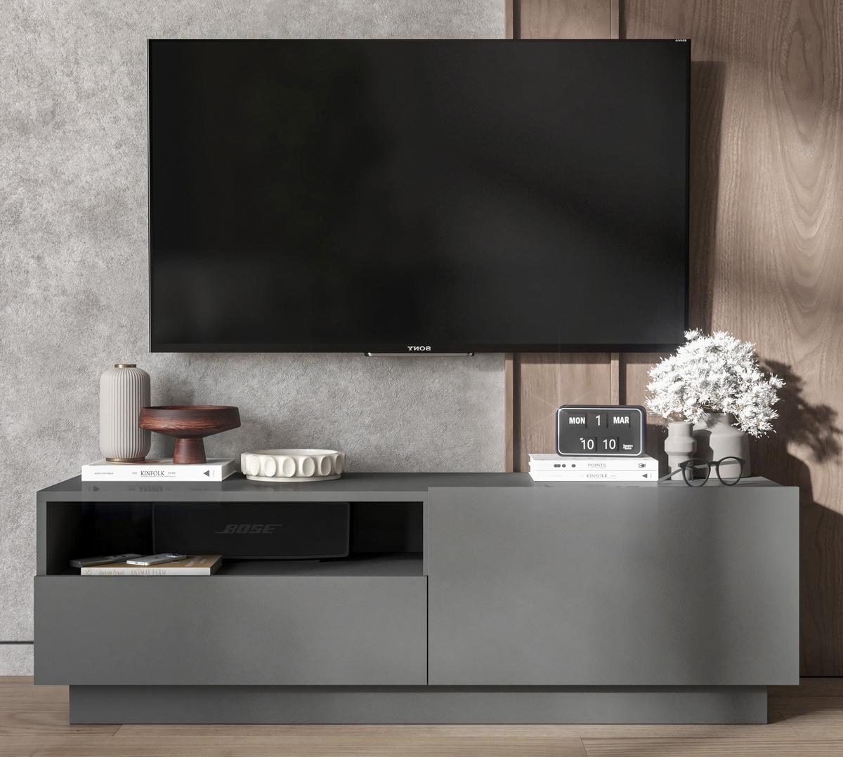 TV-SCHRANK Enjoy Grau matt Loft Schublade 120 cm - Grau, Holzwerkstoff (120/37/35cm) - Meble Lindner