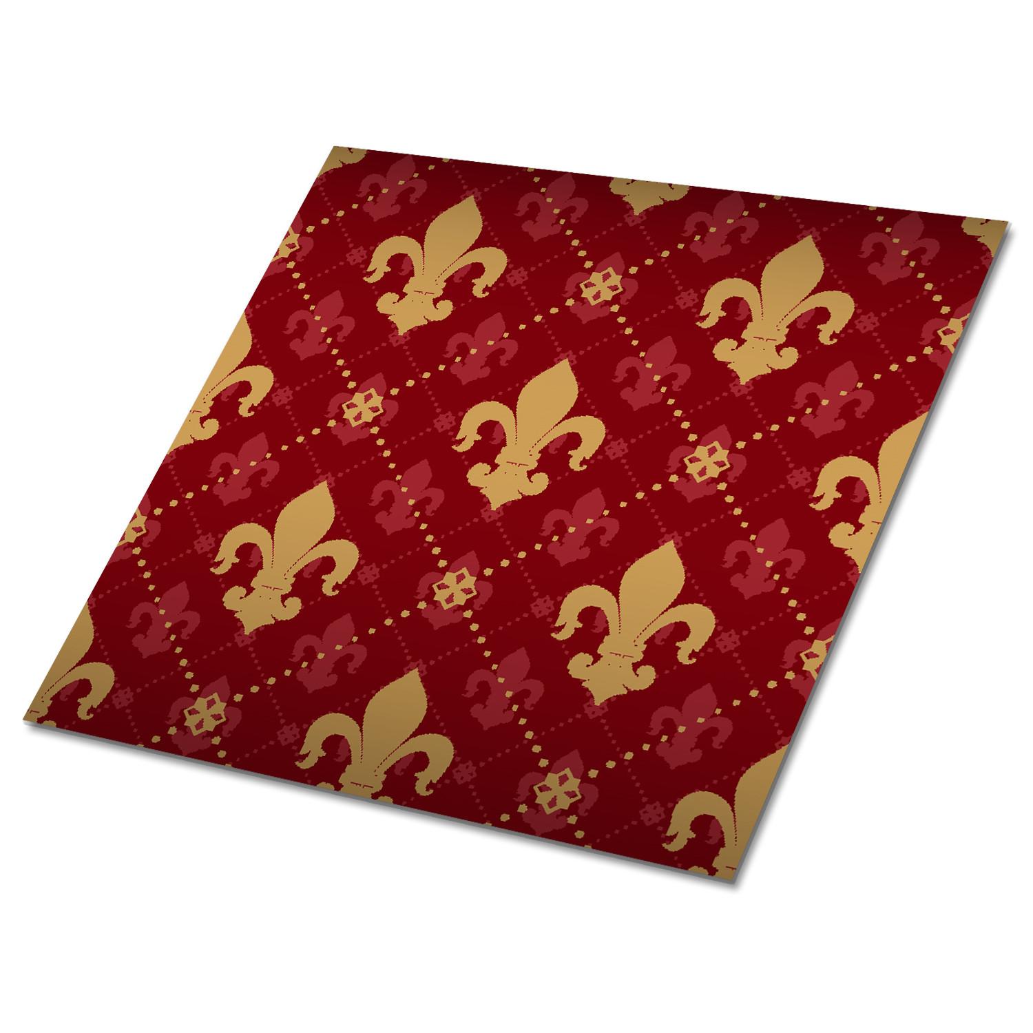 SELBSTKLEBENDE Wandfliesen 9 Stück 30x30 cm - Königslilien - Rot, Textil (30/1.6/30cm) - TULUP