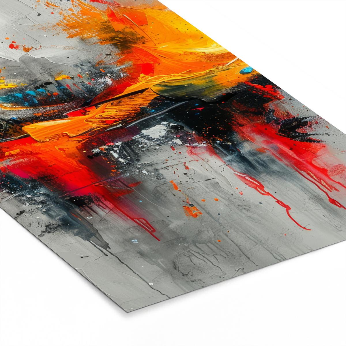 POSTER MIT RAHMEN Moderne Kunst - Orange - Grau - Abstrakt 60x90 cm - Hellgrau, Papier (60/90cm) - MuchoWow