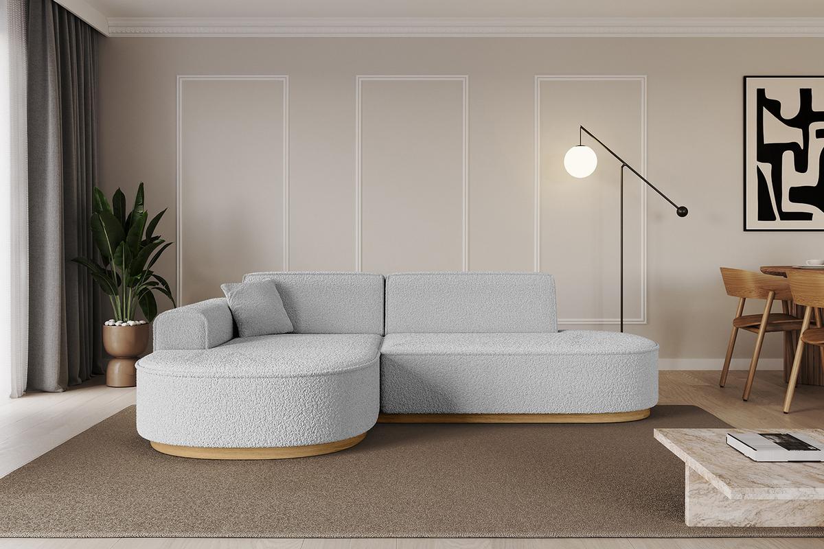 ECKSOFA Ottomane Links MARI-L1-v2 - 243x171x83 cm Hellgrau Bouclé - Hellgrau, Holzwerkstoff/Textil (243/171cm) - ALTDECOR