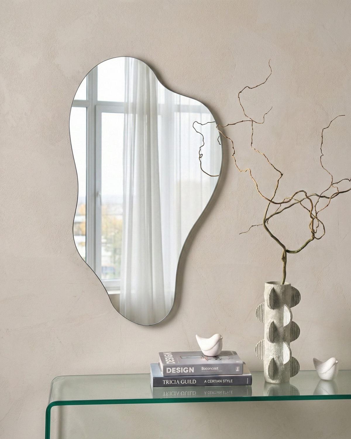 WANDSPIEGEL 46/76 cm Silber Herry - Silberfarben, Glas (46/76/1cm) - Beliani
