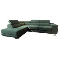 ECKSOFA APIRO L-S Grün Kordstoff mit Schlaffunktion - Silberfarben/Grün, Holz/Textil (276/202cm) - MASSENO