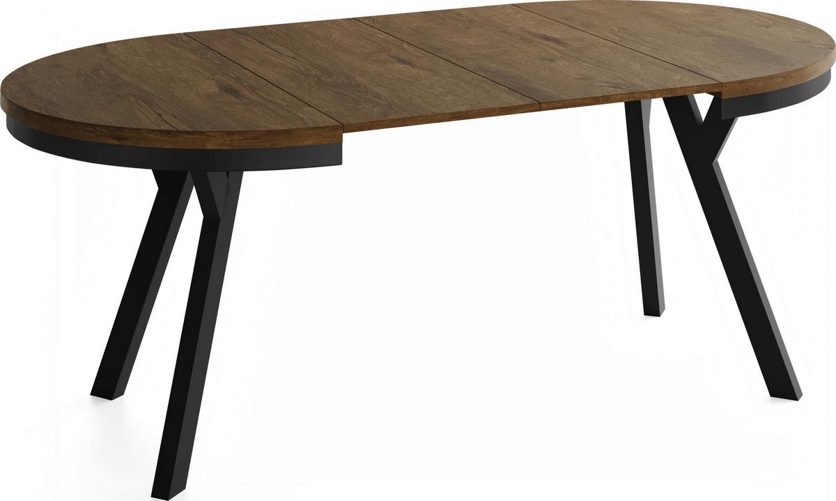 ESSTISCH Vero Neo rund ausziehbar verlängerbar, Eiche Braun Rustikal 90-190/90/77 cm - Alteiche/Schwarz, Holz/Holzwerkstoff (90/190/77cm) - WFL GROUP