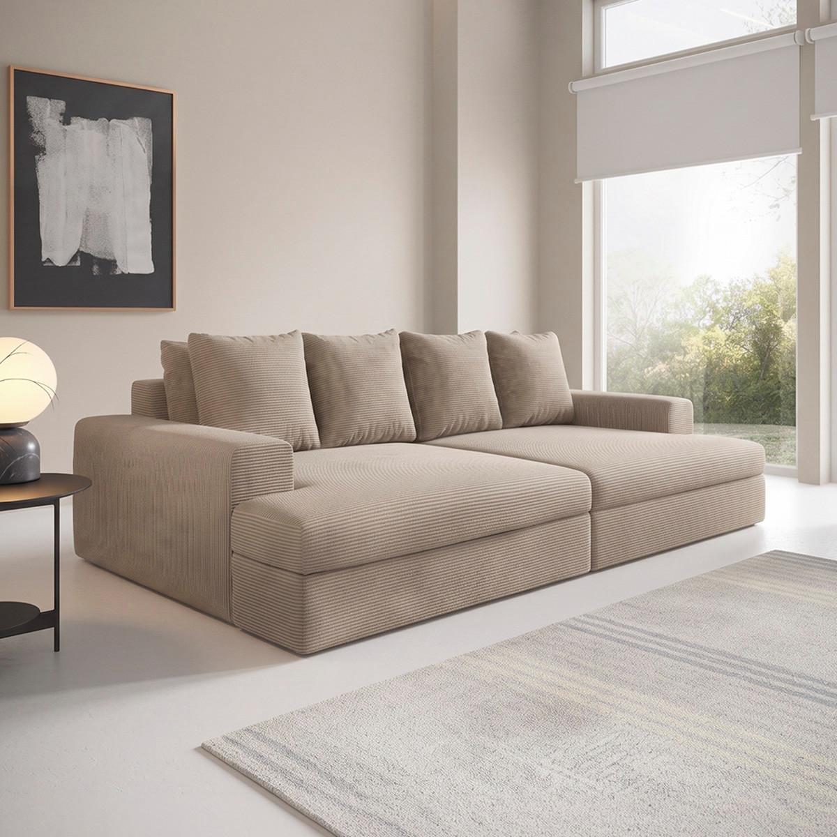 SOFA Paola 3 Sitzplätze Taupe - Taupe, Holz (272/86/167cm) - Petits-meubles