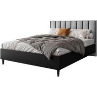 POLSTERBETT Stella 166/211/108 mit 2 Nachttischen grau - Schwarz/Grau, Holzwerkstoff/Textil (160/200cm) - Beautysofa