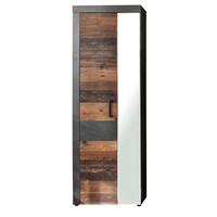 GARDEROBENSCHRANK Used Wood Shabby mit grau 65 cm, Schuhschrank mit 7 Fächern - Silberfarben/Schwarz, Glas/Holzwerkstoff (65/192/34cm) - Top.Furn