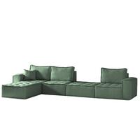 ECKSOFA Sande Xl In Raven - Grün, Holzwerkstoff/Textil (372/192cm) - Fun Möbel