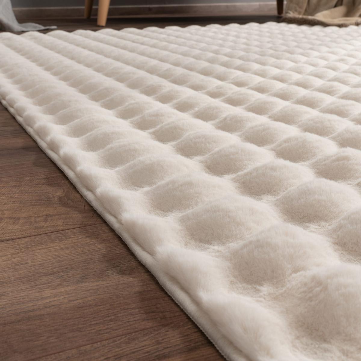 HOCHFLORTEPPICH, mit Struktur, aus Polyester, Creme, 120 x 160 cm - Beige, Textil (160/120cm) - KADIMA DESIGN