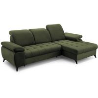 ECKSCHLAFSOFA Bello dunkelgrün rechts - Dunkelgrün/Schwarz, Textil (265/156cm) - Beautysofa