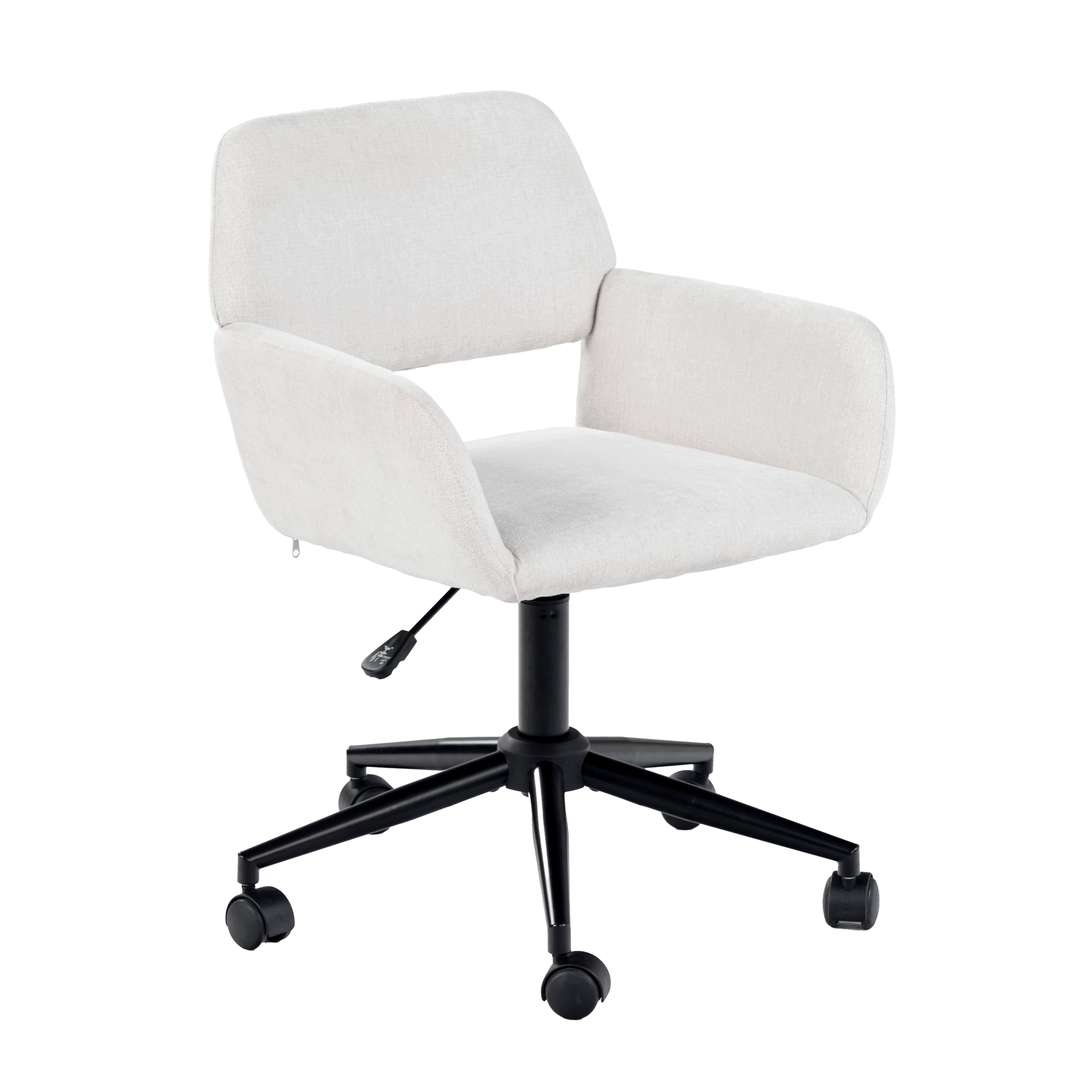 DREHSTUHL Stoffbezug höhenverstellbar & 360° drehbar - Beige/Schwarz, Textil/Metall (54/85/56cm) - Urban Meuble