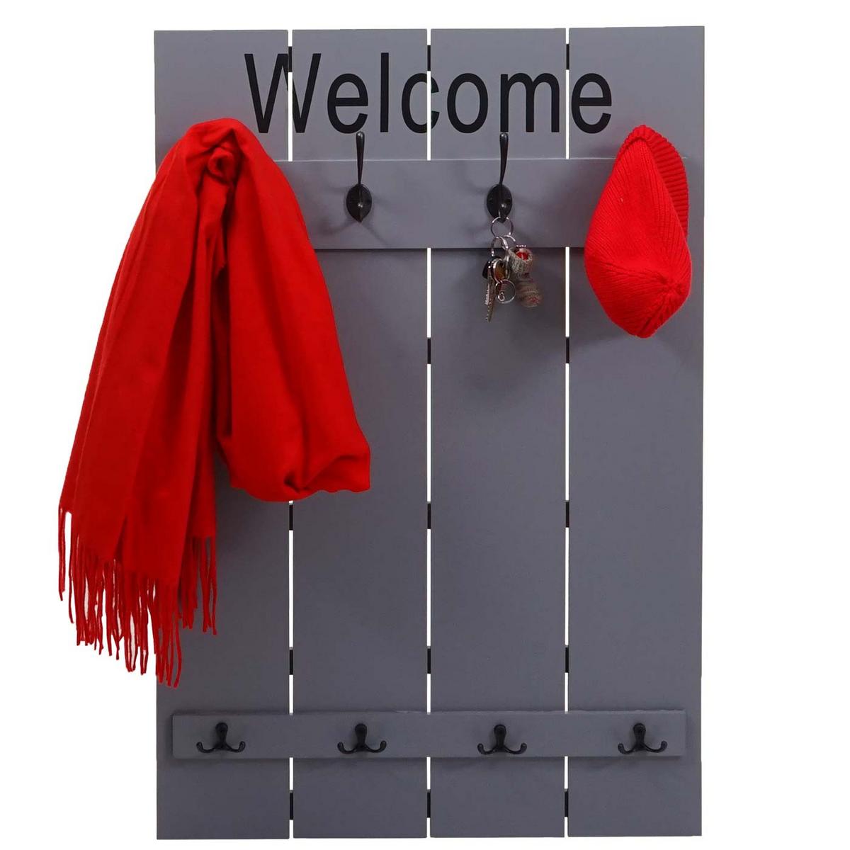WANDGARDEROBE WELCOME SHABBY Grau, Blau - Blau/Grau, Holz (60/90/8cm) - MCW