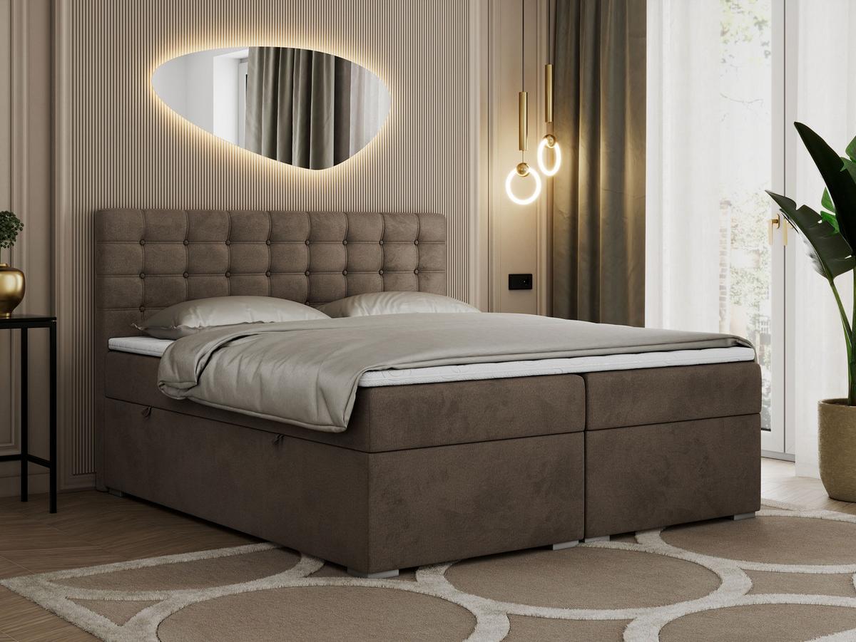 BOXBETT SUSAN 160/200 Braun Velvet - H4 - Braun, Holz/Textil (160/200cm) - MKS