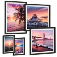 BILDER SET 5er Set - 50x50 cm & 20x30 cm & 40x60 cm Schwarzer Rahmen - Rosen, Champagner, Marmor, Pastell - Schwarz, Kunststoff (40/60cm) - TULUP