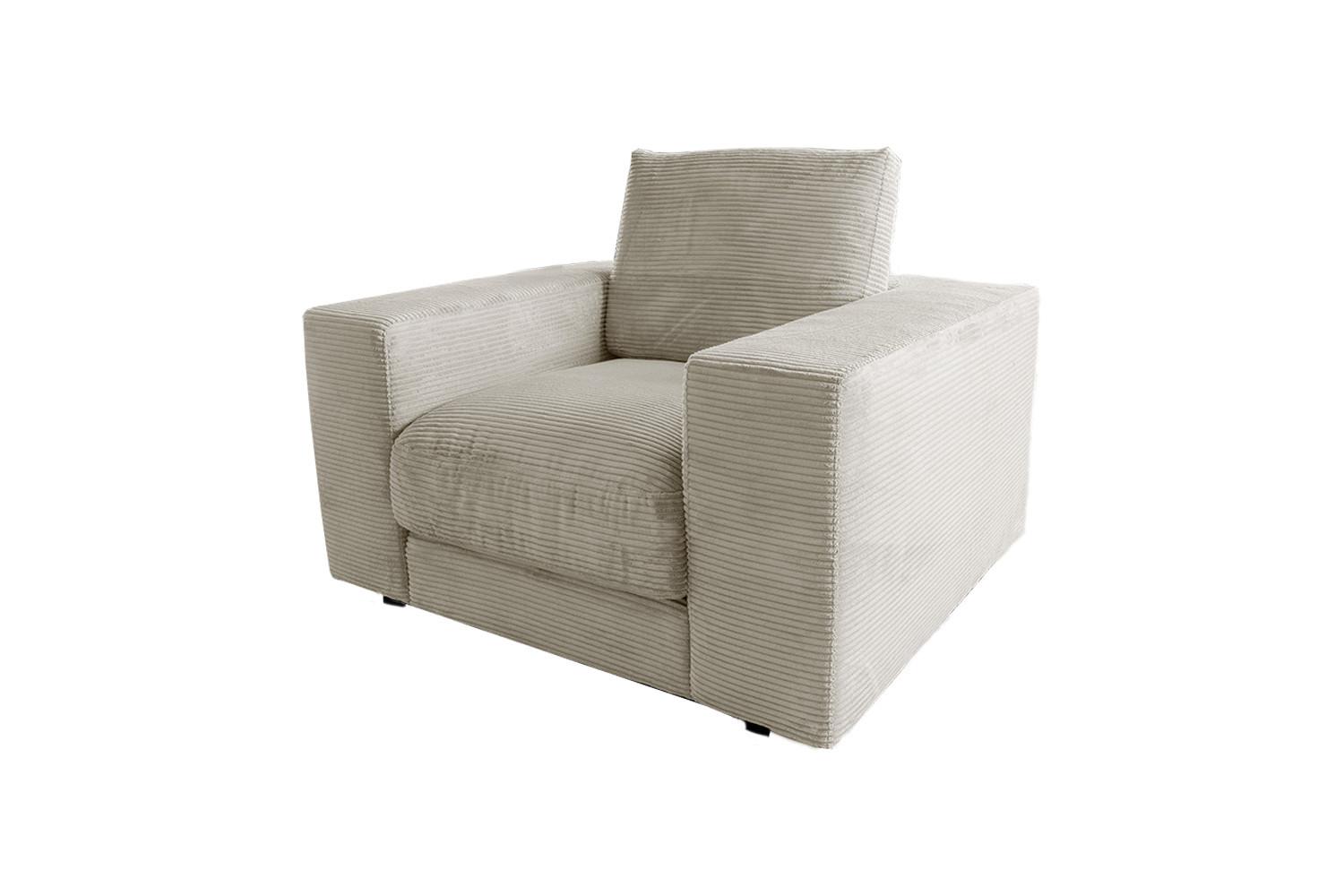 SESSEL MADELINE Cremeweiß Cord - Creme/Schwarz, Kunststoff/Textil (119/88/106cm) - KAWOLA