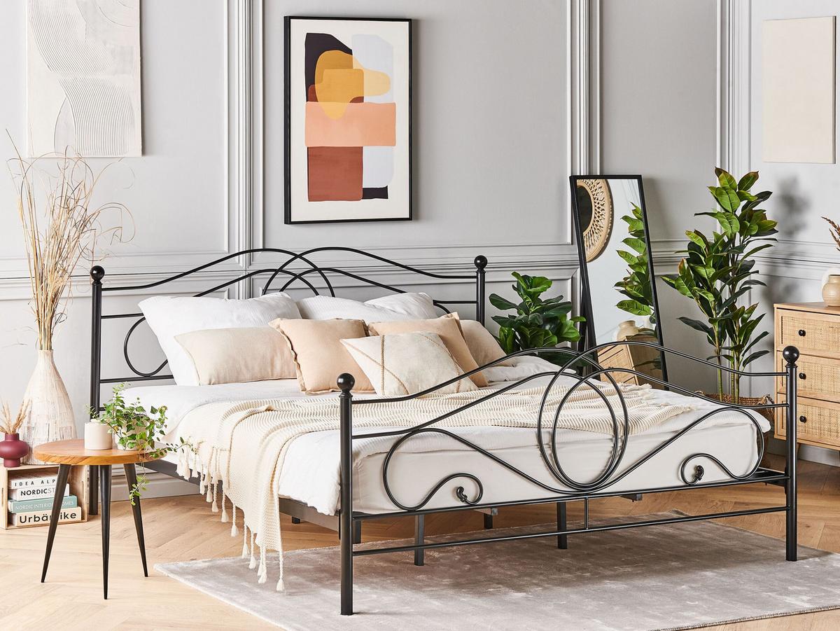 METALLBETT 180/200cm Schwarz Lyra - Schwarz, Metall (180/200cm) - Beliani