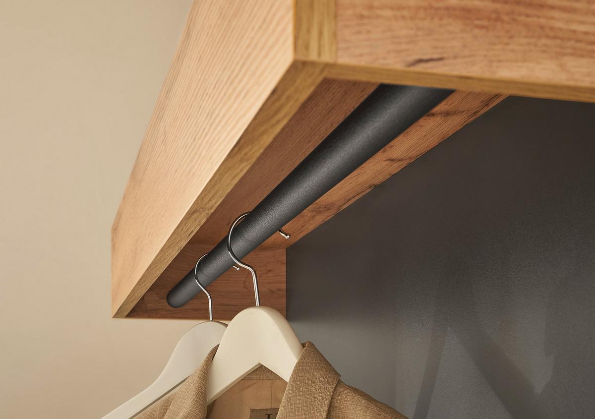 GARDEROBEN-SET 5-teilig grau matt, Eiche Wotan, Kombination mit viel Stauraum - Eiche Wotan/Silberfarben, Glas/Holzwerkstoff (230/200/40cm) - Furn.Design