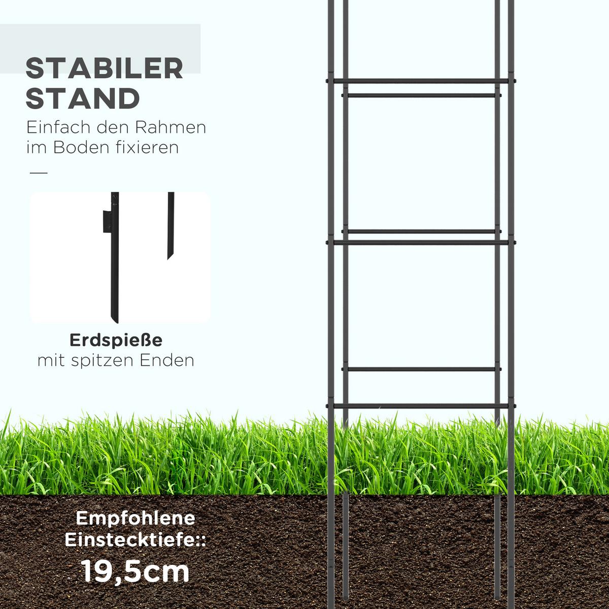 ROSENBOGEN, Metall, Schwarz - Schwarz, Metall (40/240/140cm) - Outsunny