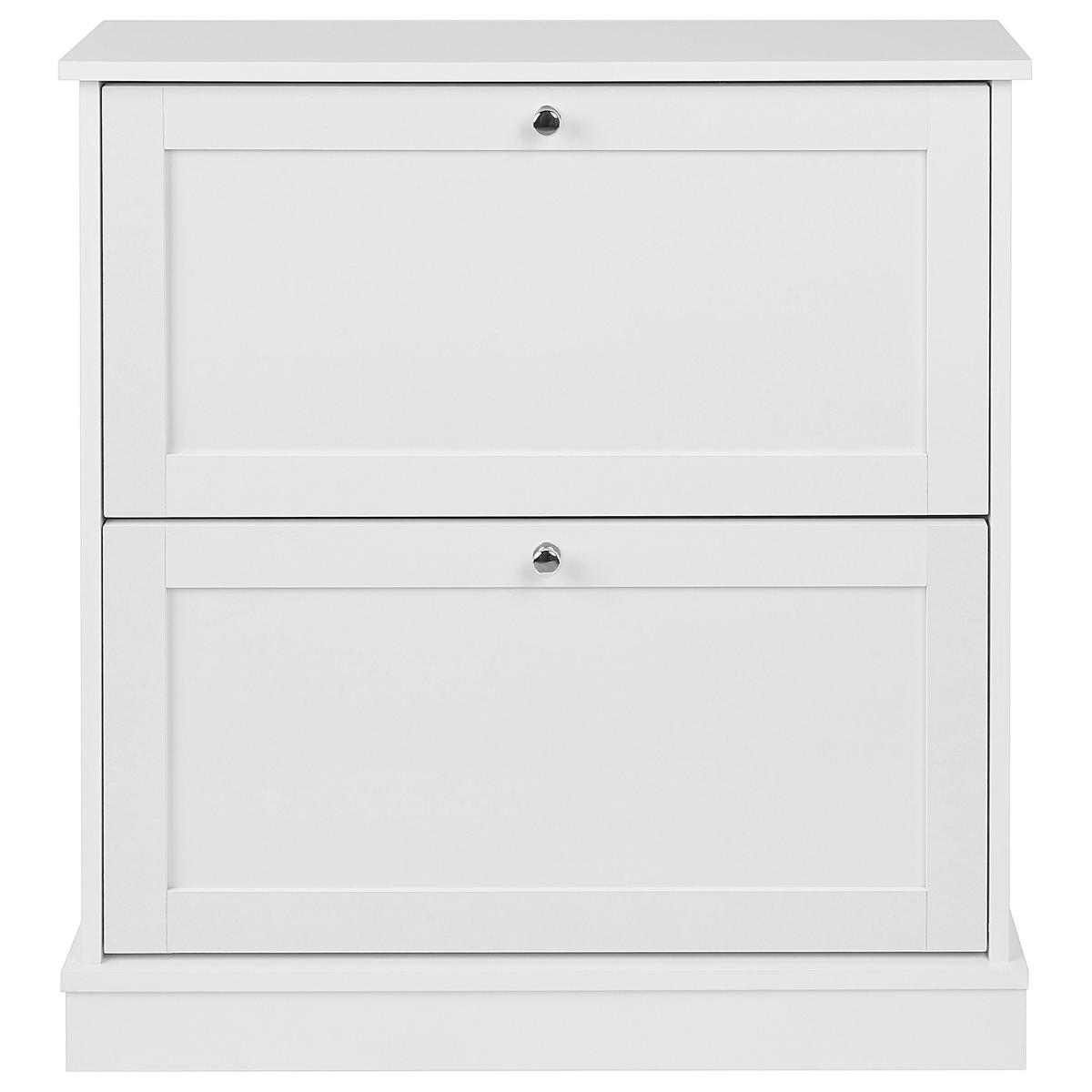 SCHUHSCHRANK Weiß Chelan - Silberfarben/Weiß, Holzwerkstoff (76/80/19cm) - Beliani