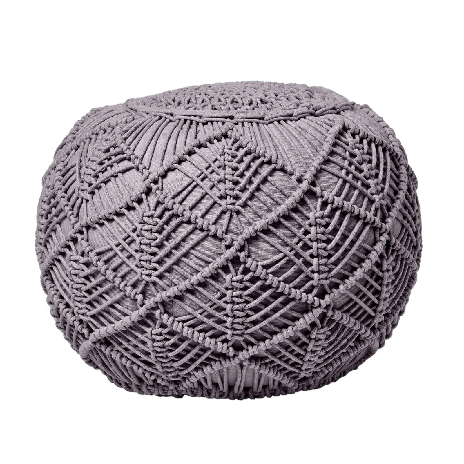 POUF grau im Makramee-Stil, 50/50/40 cm - Grau, Textil (50/40/50cm) - Homescapes