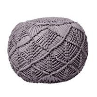 POUF grau im Makramee-Stil, 40/40/35 cm - Grau, Textil (40/35/40cm) - Homescapes