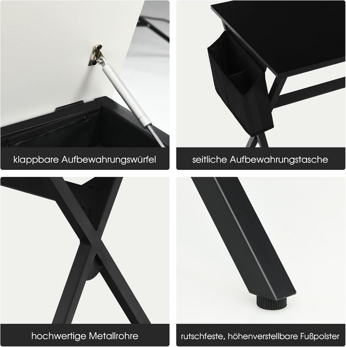 SCHREIBTISCH 74cm Schwarz - Schwarz, Holz (60/120/74cm) - COSTWAY