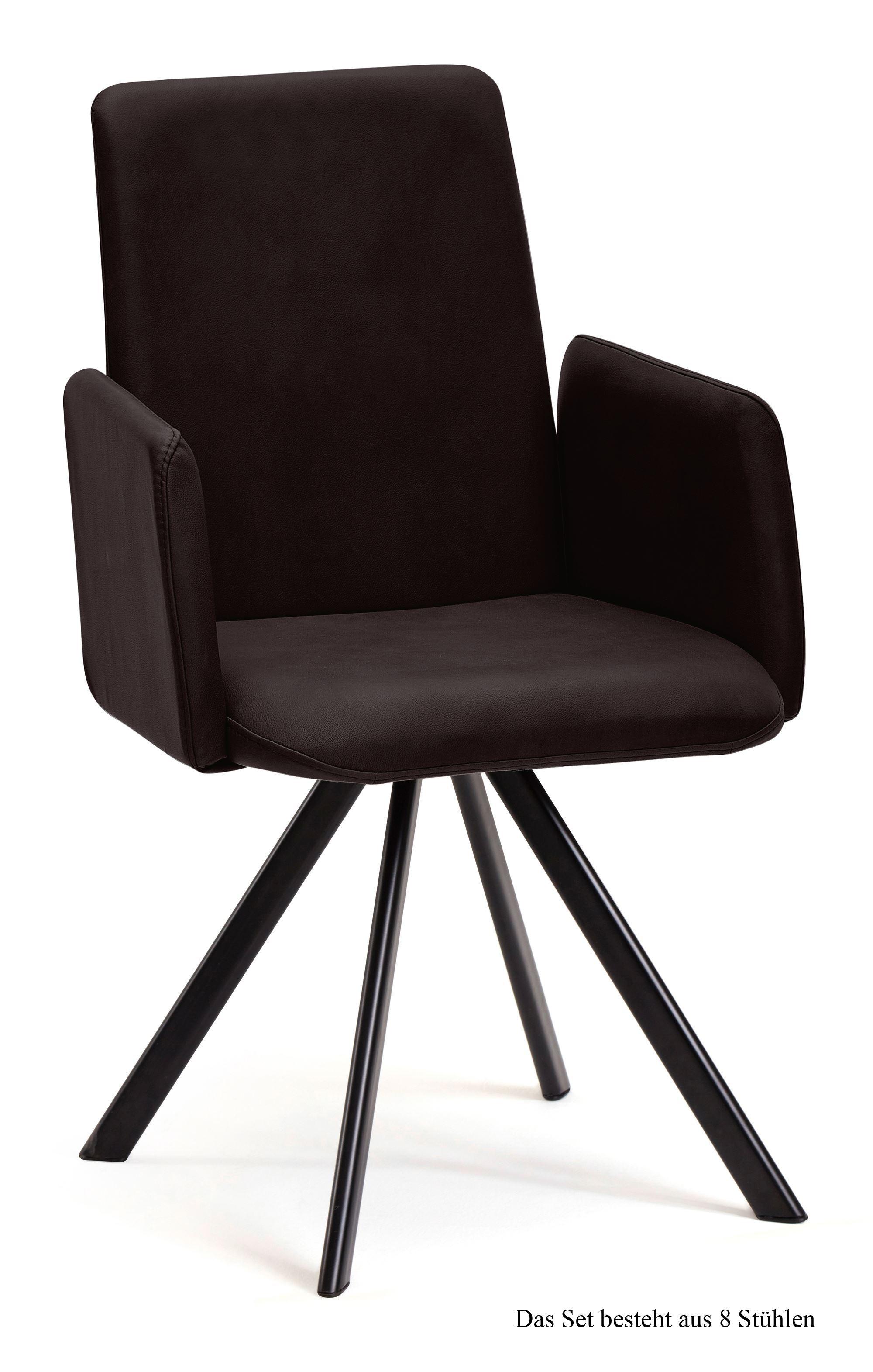 ARMLEHNSTUHL (8er-Set) Daune 52x92x60 Schwarz/Espresso - Dunkelbraun/Schwarz, Kunststoff (60/92/52cm) - 58aufmkessel