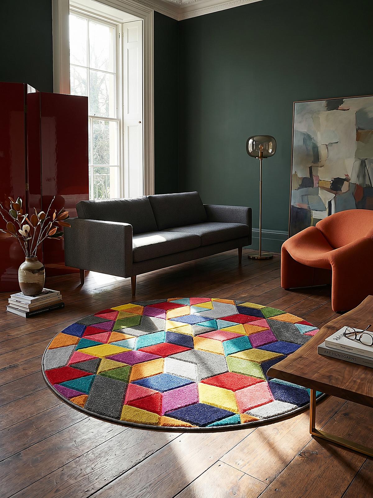 TEPPICH MEON, geometrisch, aus Polypropylen, Bunt, Ø 160 cm - Multicolor, Textil (160/160cm) - KADIMA DESIGN