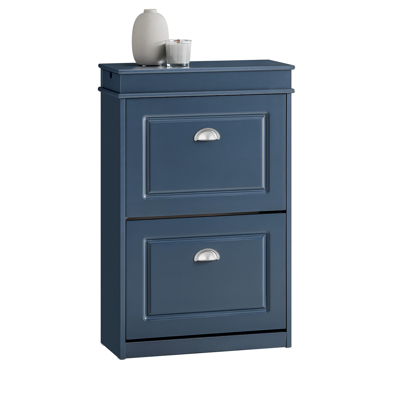 SCHUHSCHRANK mit 2 Klappen Blau 54x82x24cm - Blau, Holzwerkstoff (55/83/24cm) - SoBuy