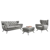 SITZGRUPPE CHARME Hellgrau Cord - Hellgrau, Textil (200/94/95cm) - KAWOLA