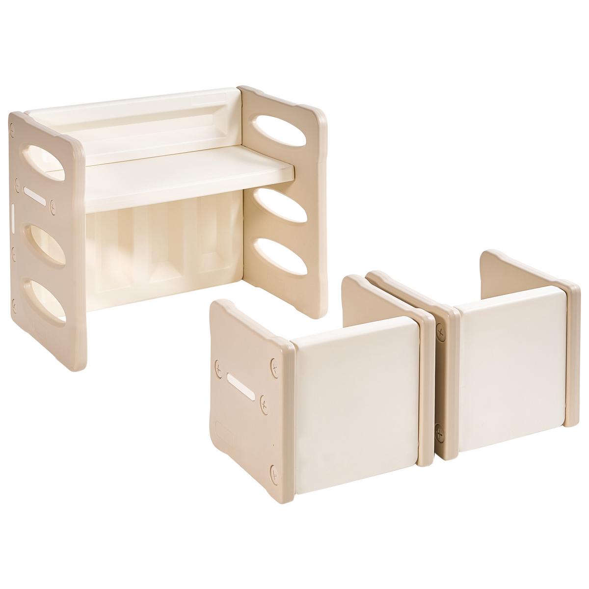 KINDERTISCH mit Stühlen Beige Bulloo - Beige, Kunststoff (67/42/53cm) - Beliani