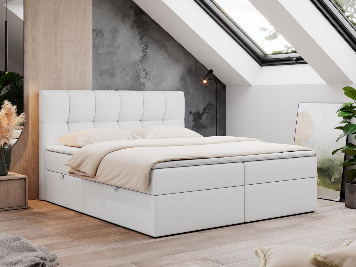 BOXBETT RICO 200/200 Weiß Kunstleder - H4 - Weiß, Holz/Textil (200/200cm) - MKS
