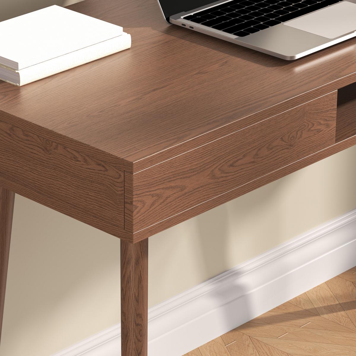 SCHREIBTISCH Habo - Dunkelbraun, Holzwerkstoff/Metall (48/115/75cm) - [en.casa]