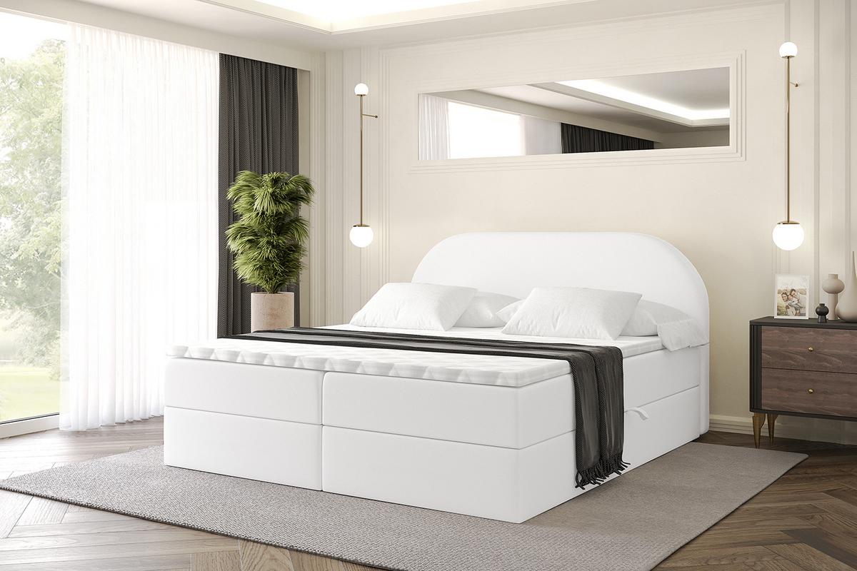 BOXBETT mit Matratze H3 und Lattenrost - NOX - 180x200 - Weiß Kunstleder - Weiß, Holzwerkstoff/Kunststoff (180/200cm) - ALTDECOR