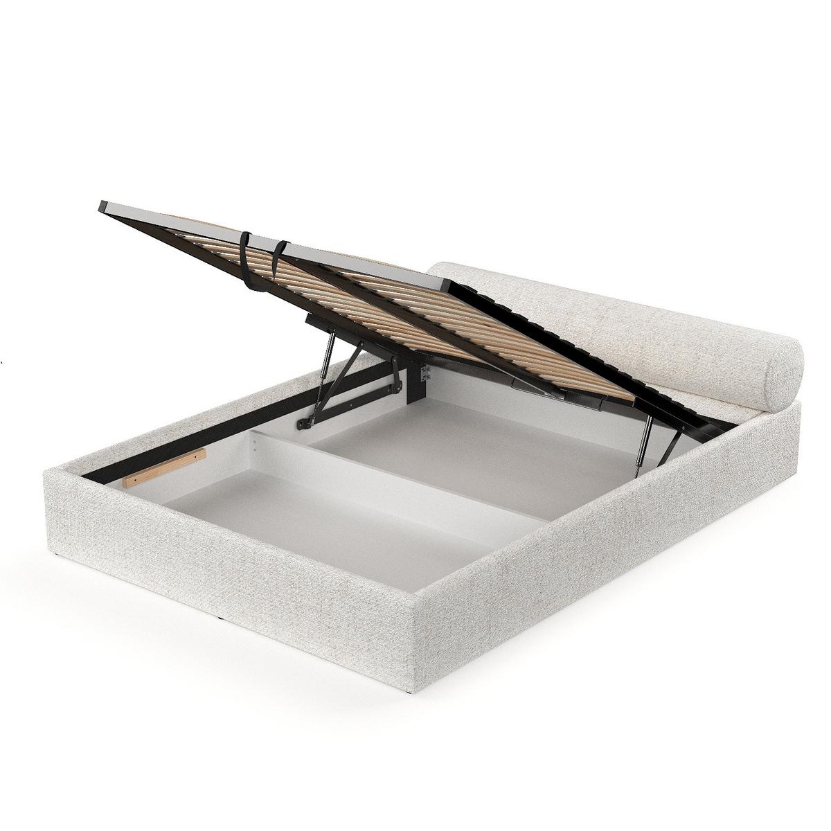 POLSTERBETT Solvo mit Stauraum 140/200 cm Creme im Neve Stoff - Creme/Schwarz, Holz/Holzwerkstoff (140/200cm) - AltaBeds