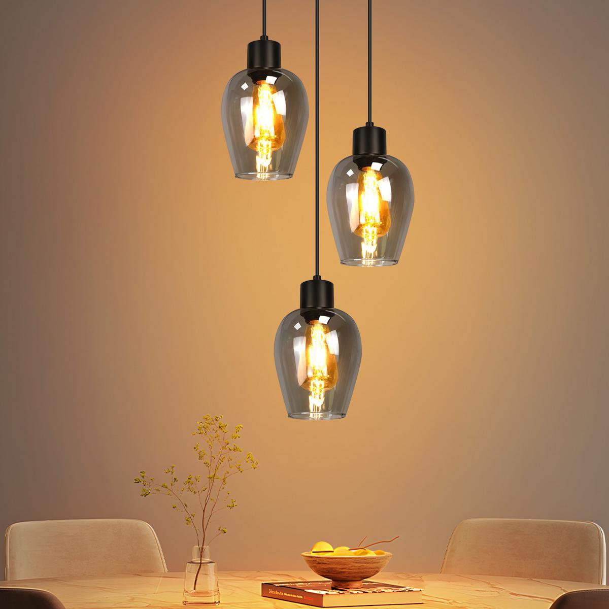 PENDELLEUCHTE Paul 22/22/120 cm - Schwarz, Glas (22/22/120cm) - ZMH