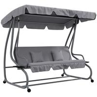 HOLLYWOODSCHAUKEL 3-Sitzer Gartenschaukel mit Verstellbarem Dach Kissen Hellgrau - Grau, Metall (120/164/200cm) - Outsunny