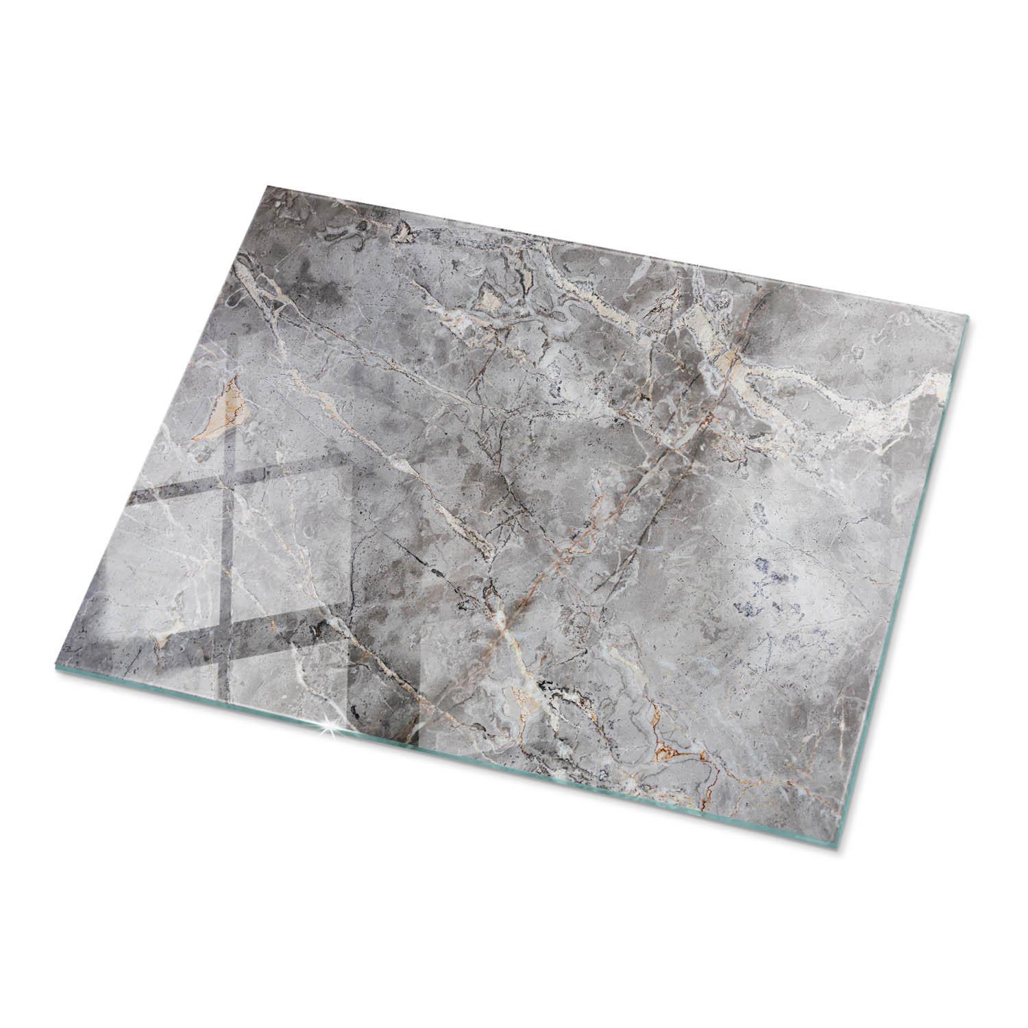 TISCHPLATTE 80x60 cm Muster aus Naturmarmor - Dunkelgrau, Glas (0.4/80/60cm) - TULUP