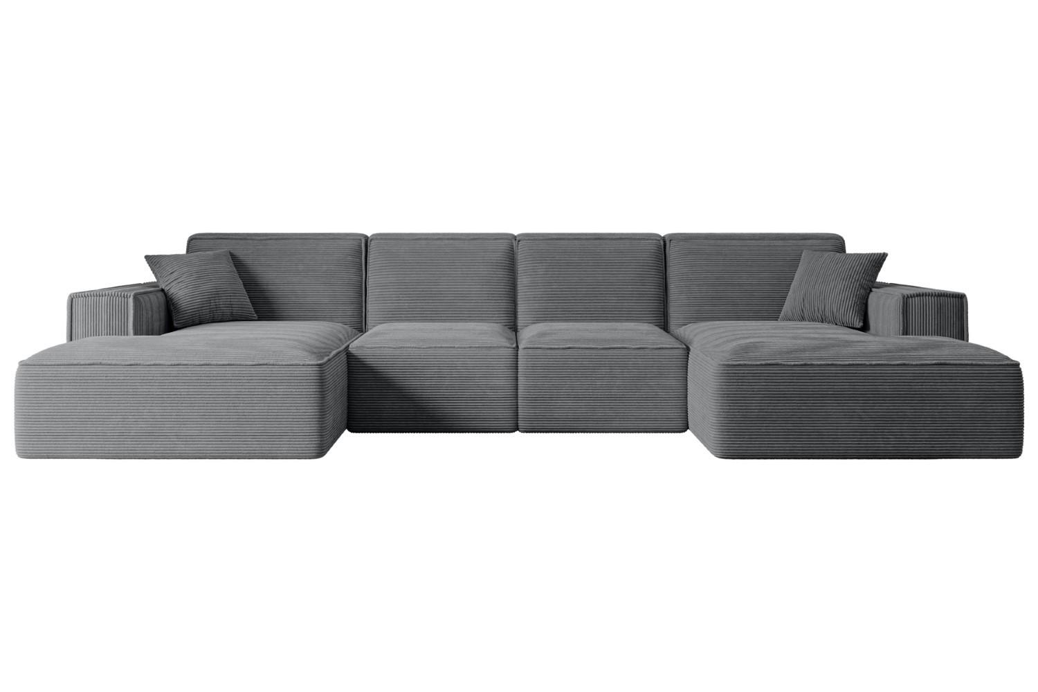 WOHNLANDSCHAFT SIERRA-U - 349x169x80 cm Dunkelgrau Cord - Dunkelgrau/Schwarz, Holzwerkstoff/Kunststoff (349/80/169cm) - ALTDECOR