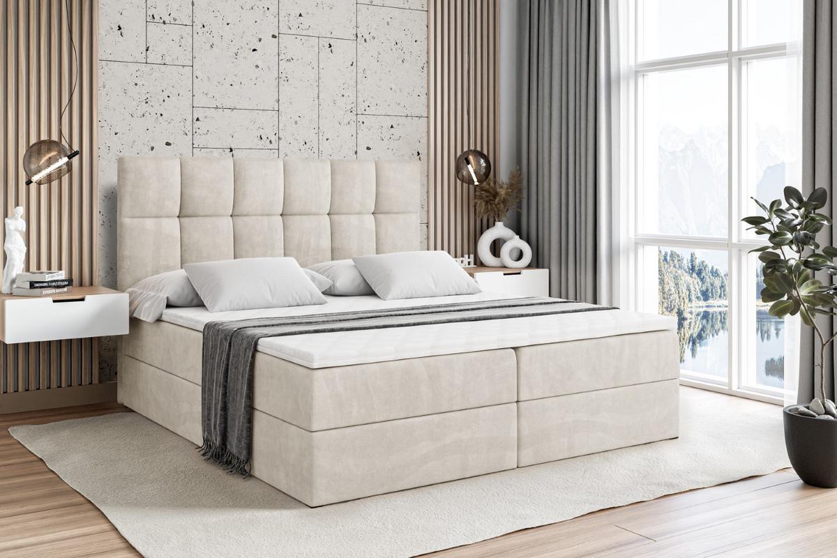 BOXBETT mit H3-Matratze und Lattenrost - RICAR - 180x200 Ecru - Ecru, Holzwerkstoff (180/200cm) - ALTDECOR