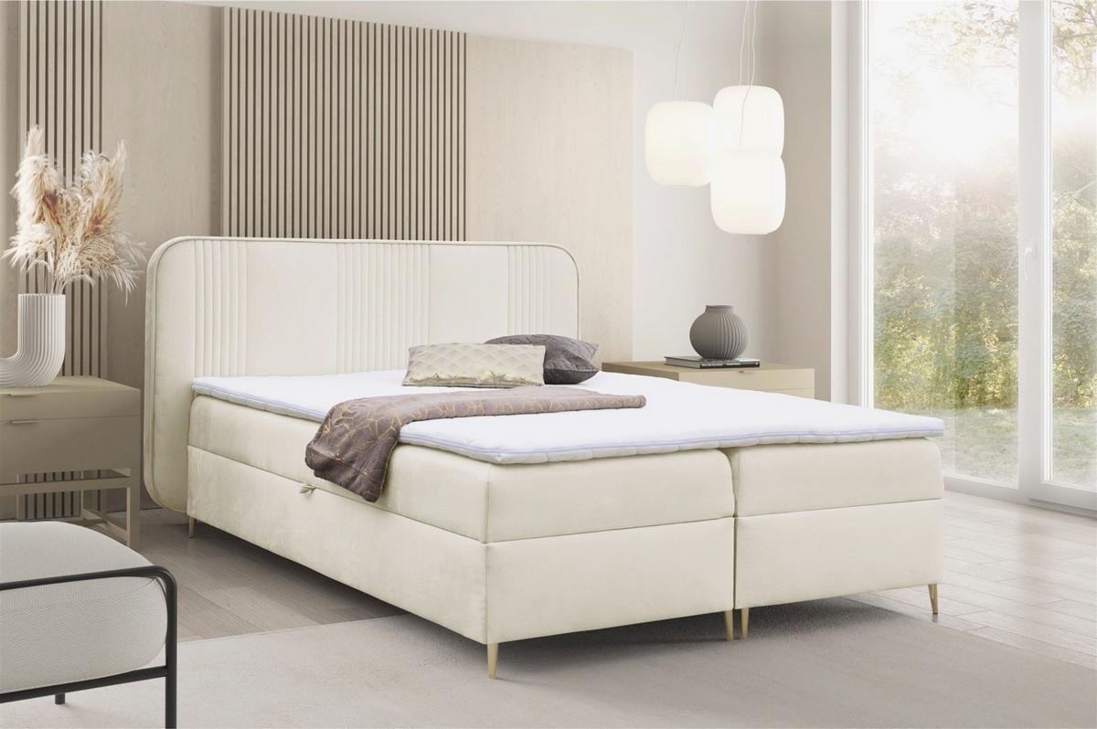 BOXBETT Avery - Creme, Holzwerkstoff/Textil (180/200cm) - Fun Möbel