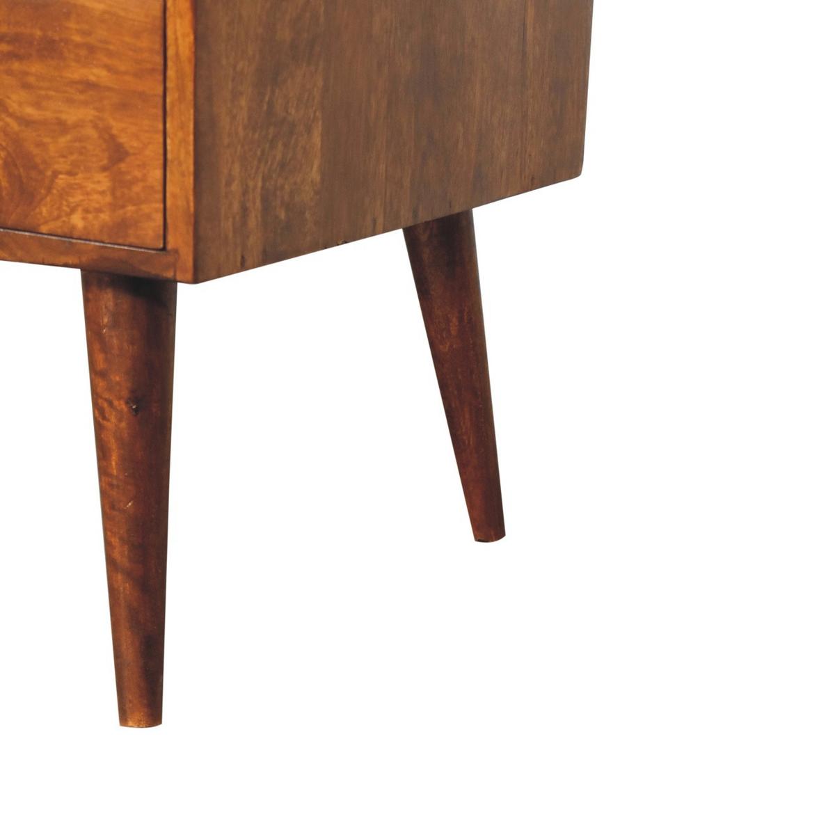 TV-EINHEIT Massivholz Erhöhtes Kastanienbraun, 2 Schubladen und Offenes Fach, Dunkelbraun - Dunkelbraun/Messingfarben, Mangoholz/Holz (100/43/50cm) - Artisan Furniture