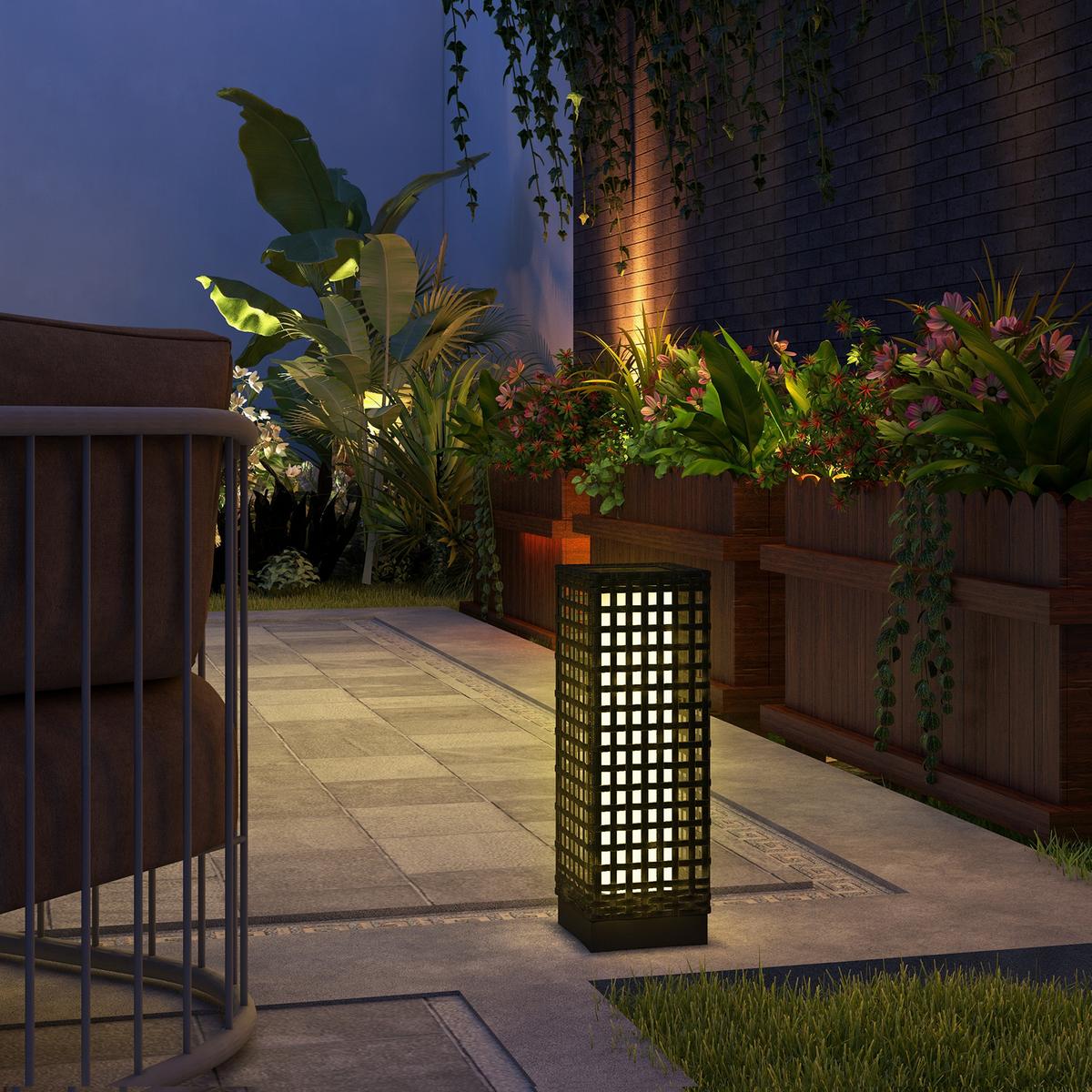 SOLARLEUCHTE, für Balkon, Terrasse, Stahl, Schwarz, 15,5 x 15,5 x 46 cm - Schwarz, Kunststoff (15.5/15.5/46cm) - Outsunny