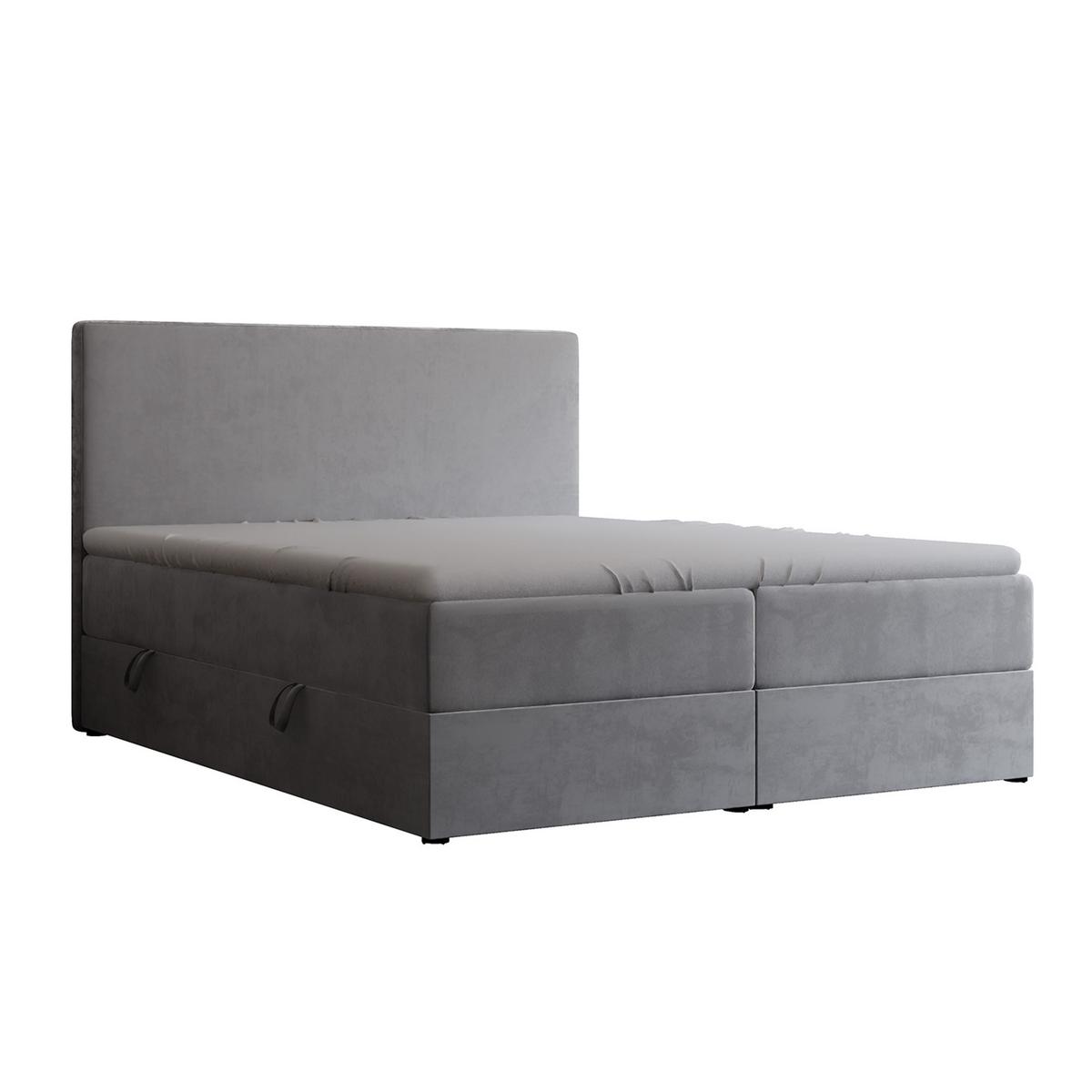 BOXBETT 200x200 cm mit Topper - Hellgrau, Holzwerkstoff/Textil (200/200cm) - Idohome