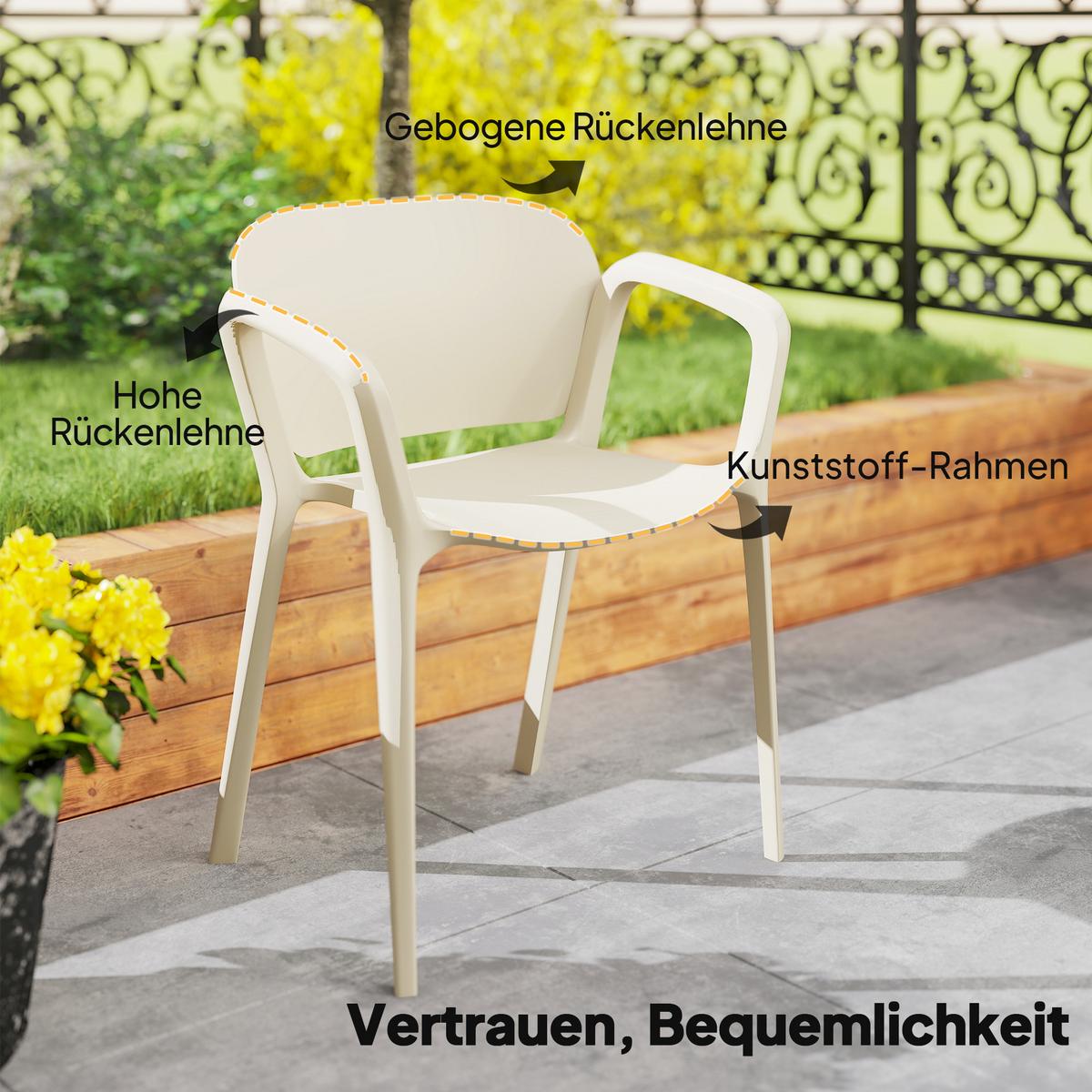 BALKONSTÜHLE 4er Set Kunststoff Weiß - Weiß, Kunststoff (56/75/60cm) - Outsunny